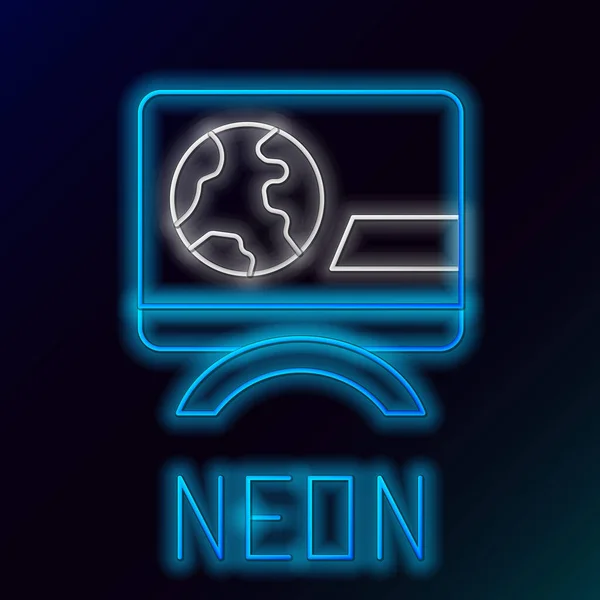 Gloeiende neon lijn Breaking nieuws icoon geïsoleerd op zwarte achtergrond. Nieuws op televisie. Nieuws anker uitzenden. Massamedia. Avond nieuws. Kleurrijk concept. Vector — Stockvector