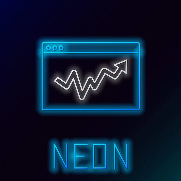 Glowing neon line Graph, schedule, chart, diagram, infographic, pie graph icon isolated on black background. 화려 한 윤곽 개념. Vector — 스톡 벡터