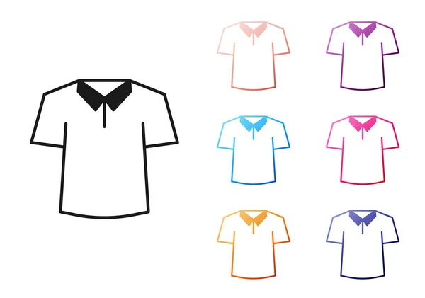 Ícone de camisa preta isolado no fundo branco. Definir ícones coloridos. Vetor —  Vetores de Stock