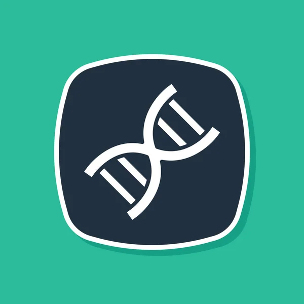 Blue DNA symbol icon isolated on green background. Vector — Stock Vector