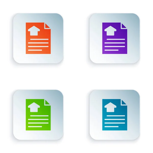 Color House contract icon isolated on white background. Contract creation service, document formation, application form composition. Set colorful icons in square buttons. Vector — Stock Vector