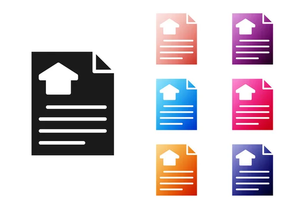 Black House contract icon isolated on white background. Contract creation service, document formation, application form composition. Set icons colorful. Vector — Stock Vector
