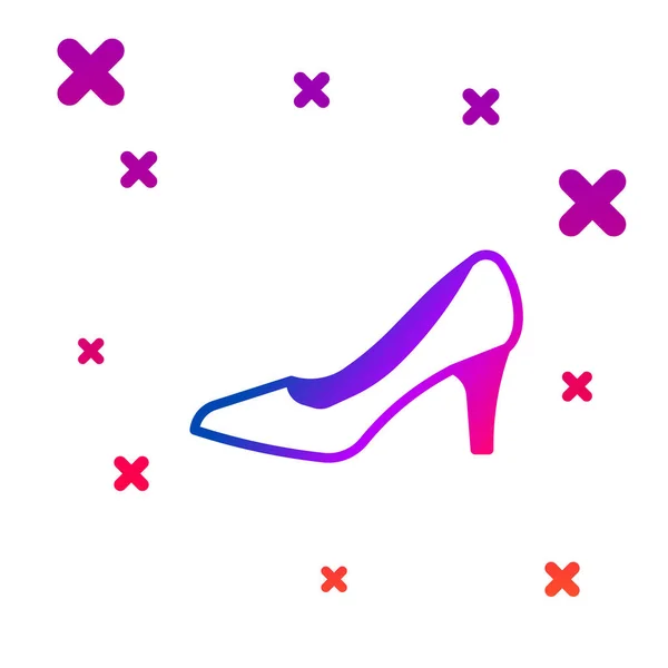 Color Woman shoe with high heel icon isolated on white background. Gradient random dynamic shapes. Vector — Stock Vector