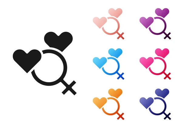 Schwarzes weibliches Gender-Symbol auf weißem Hintergrund. Venus-Symbol. Das Symbol für einen weiblichen Organismus oder eine Frau. Setzen Sie Symbole bunt. Vektor — Stockvektor