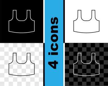 Set line Undershirt icon isolated on black and white, transparent background. Vector