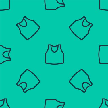 Mavi Çizgili Undershirt simgesi yeşil arka planda kusursuz desen izole etti. Vektör