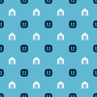 Set This side up and Warehouse on seamless pattern. Vector