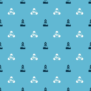 Set Alcohol or spirit burner and Ozone on seamless pattern. Vector