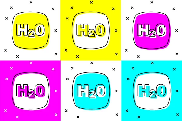 Set Fórmula química para gotas de agua Icono en forma de H2O aislado sobre fondo de color. Vector — Archivo Imágenes Vectoriales