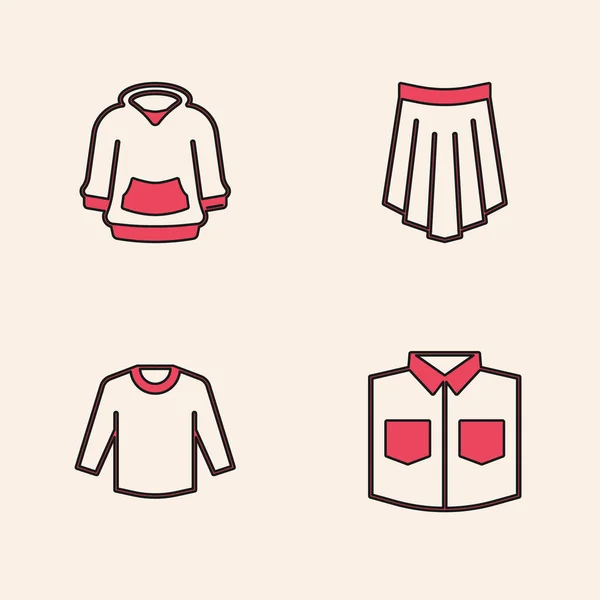 Set Shirt, Hoodie, Skirt and Sweater icon. Vector — Vetor de Stock