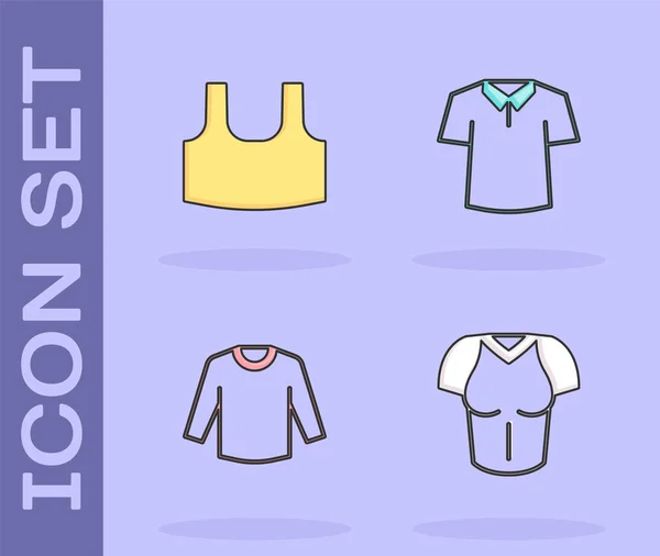 Set T-shirt, Undershirt, Sweater and Shirt icon. Vector — Vector de stock
