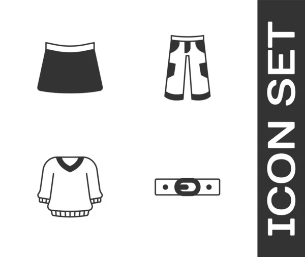 Set Belt, Skirt, Sweater and Pants icon. Vector — стоковый вектор