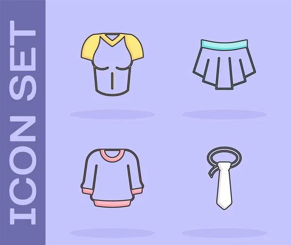 Set Tie, T-shirt, Sweater and Skirt icon. Vector — Vector de stock