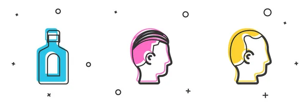 Set Bottle of shampoo, Hairstyle for men and Baldness icon. Vector — Διανυσματικό Αρχείο
