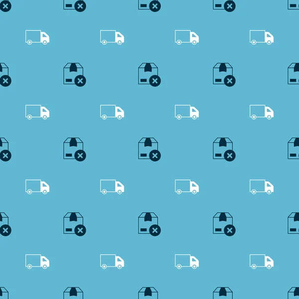 Set Carton cardboard box and Delivery cargo truck on seamless pattern. Vector — Wektor stockowy