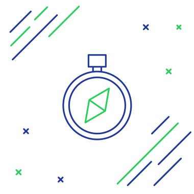 Pusula simgesi beyaz arkaplanda izole edildi. Rüzgâr yön bulma sembolü. Rüzgar gül işareti. Renkli taslak konsepti. Vektör