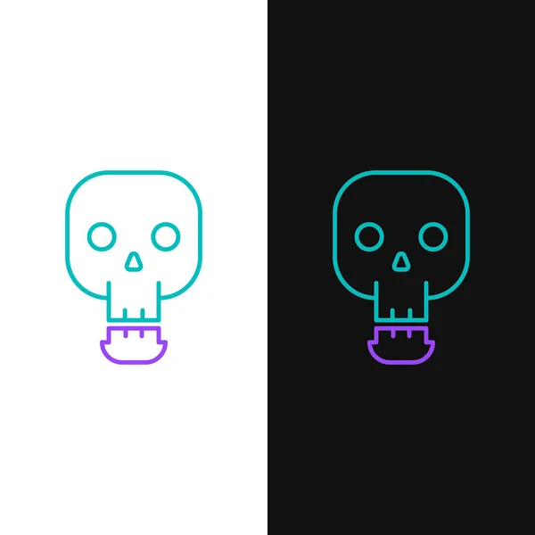 Line Skull icono aislado sobre fondo blanco y negro. Feliz fiesta de Halloween. Concepto de esquema colorido. Vector — Vector de stock