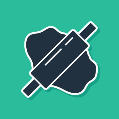 Yeşil arka planda bulunan hamur ikonu üzerindeki mavi raptiye. Vektör