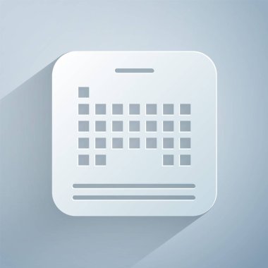 Gri arkaplanda izole edilmiş element simgesinin periyodik tablosu. Kağıt sanatı tarzı. Vektör