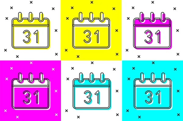 Ustaw ikonę Kalendarz izolowany na tle koloru. Symbol przypomnienia zdarzeń. Wesołych Świąt i szczęśliwego Nowego Roku. Wektor — Wektor stockowy
