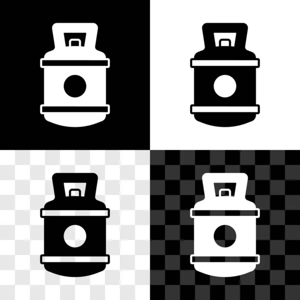 Állítsa Propán gáztartály ikon elszigetelt fekete-fehér, átlátszó háttérrel. Gyúlékony gáztartály ikon. Vektor — Stock Vector