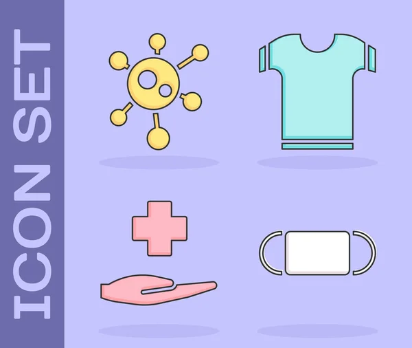 Set Medical protective mask, Virus, Cross hospital medical and T-shirt icon. Vector — Stock Vector