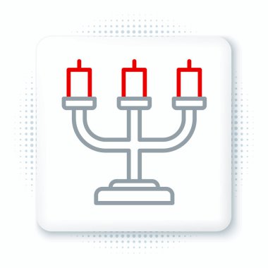 Beyaz arkaplanda çizgi şamdanı simgesi izole edildi. Renkli taslak konsepti. Vektör