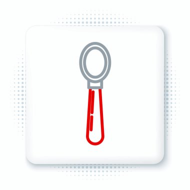 Beyaz arkaplanda çizgi kaşığı simgesi izole edildi. Mutfak aletleri. Çatal bıçak seti. Renkli taslak konsepti. Vektör