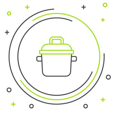 Çizgi Pişirme ikonu beyaz arkaplanda izole edildi. Haşlama ya da güveç besin sembolü. Renkli taslak konsepti. Vektör