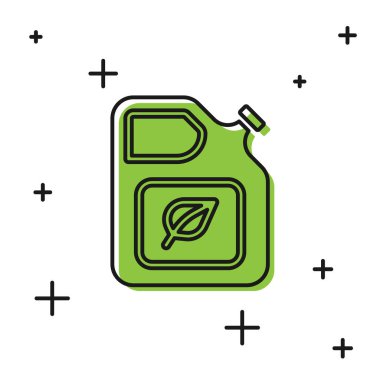 Siyah Bio yakıt bidonu ikonu beyaz arka planda izole edildi. Çevre biyolojisi ve namlusu. Yeşil çevre ve geri dönüşüm. Vektör