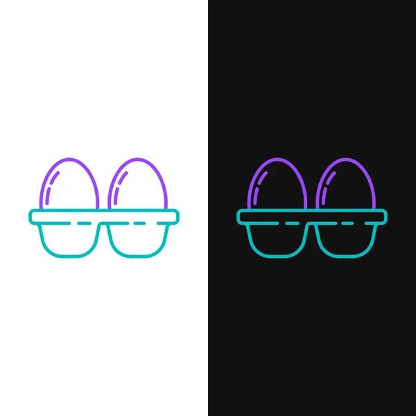 Linie ou de pui în pictograma cutie izolat pe fundal alb și negru. Conceptul de contur colorat. Vector — Vector de stoc