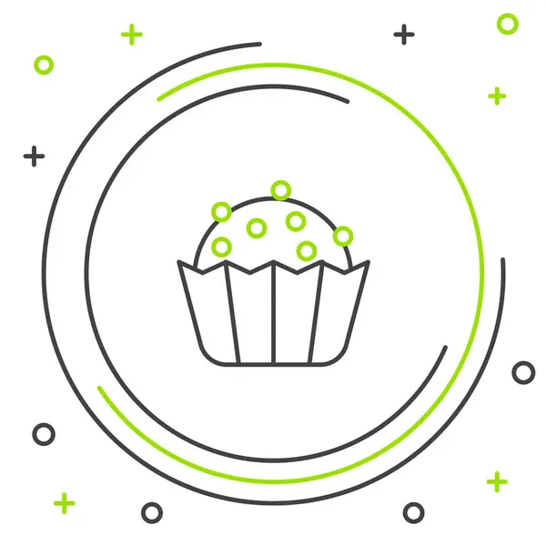 Line Cupcake ikona izolované na bílém pozadí. Barevný koncept. Vektor — Stockový vektor