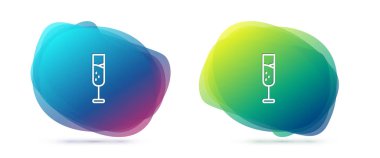 Beyaz arka planda izole edilmiş şampanya ikonu çizgisi. Sıvı şekilli soyut pankart. Vektör