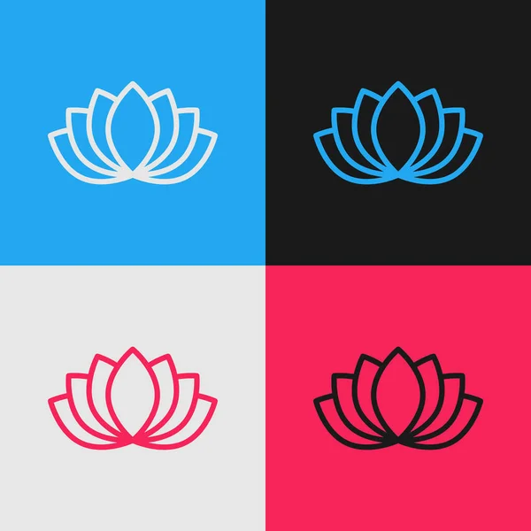 Pop art ligne Lotus icône de fleur isolé sur fond de couleur. Vecteur — Image vectorielle
