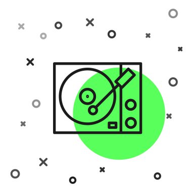 Beyaz arkaplanda izole edilmiş vinil disk simgesi olan siyah çizgi Vinil oynatıcı. Vektör