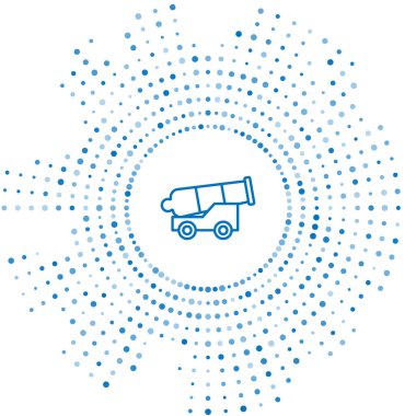 Mavi çizgi top simgesi beyaz arkaplanda izole edildi. Ortaçağ silahları. Soyut çember rastgele noktalar. Vektör