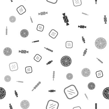 Candy, Biftek, Pizza ve Lolipop 'u kusursuz şekle sokun. Vektör