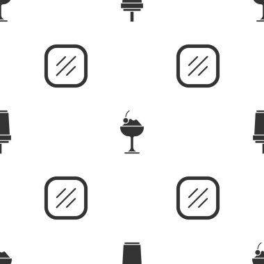 Kağıt bardağı samanla, dondurmayı kasede ve bifteği de pürüzsüz bir şablonla hazırla. Vektör