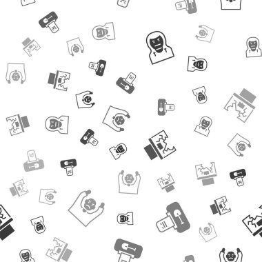 Hırsız maskesi, mezar taşlı mezar taşı, kırık pencere ve kusursuz bir şekilde teslim olan eller. Vektör