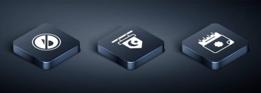 Isometric 'i ayarla Su yok, Ramazan takvimi ve yıldız ve hilal ikonu. Vektör