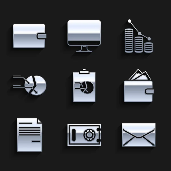 Definir Área Transferência Com Gráfico Gráfico Seguro Envelope Carteira Empilha —  Vetores de Stock