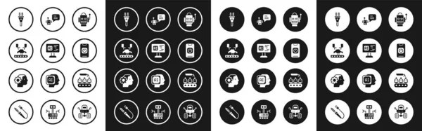 Set Robot Software Robótica Brazo Robot Fábrica Enchufe Eléctrico Apagar — Archivo Imágenes Vectoriales