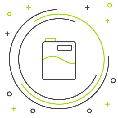 Beyaz arka planda temiz su ikonu olan büyük şişe hattı. Soğutucu için plastik kap. Renkli taslak konsepti. Vektör