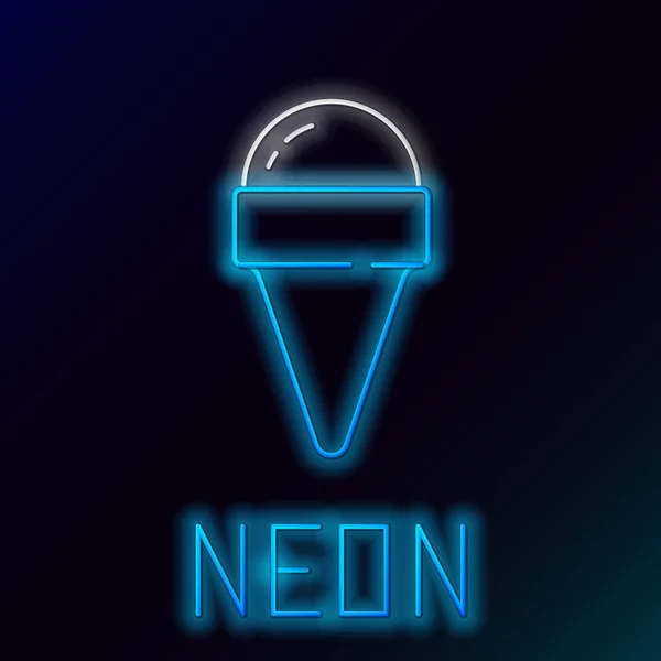 Zářící neonová čára Zmrzlina ve vaflovacím kuželu ikona izolované na černém pozadí. Pěkný symbol. Barevný koncept. Vektor — Stockový vektor