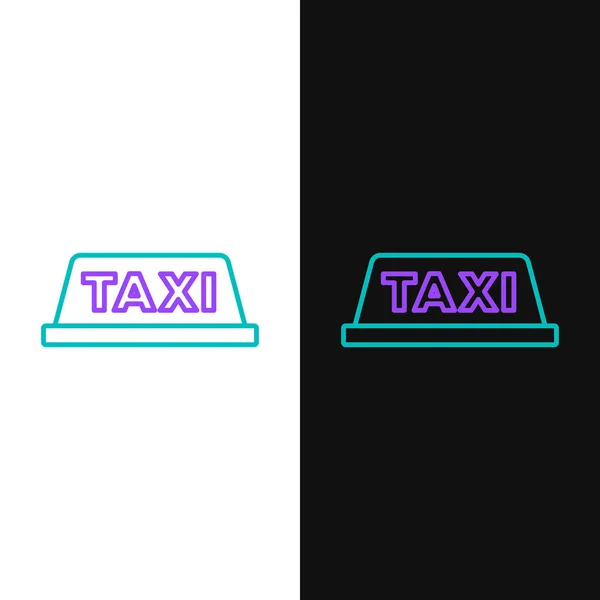 Піктограма автомобільного даху лінії таксі ізольована на білому та чорному тлі. Барвиста концепція контуру. Векторні — стоковий вектор