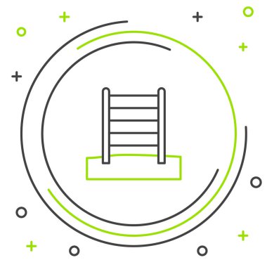 Beyaz arka planda izole edilmiş İsveç tahta duvar simgesi. İsveç merdivenleri. Renkli taslak konsepti. Vektör