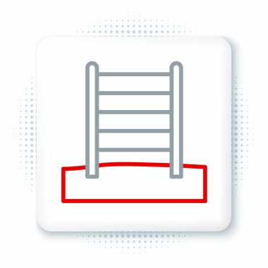 Beyaz arka planda izole edilmiş İsveç tahta duvar simgesi. İsveç merdivenleri. Renkli taslak konsepti. Vektör