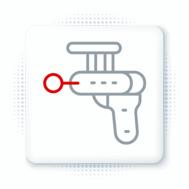 Ray silahı simgesi beyaz arkaplanda izole edildi. Lazer silahı. Uzay silahı. Renkli taslak konsepti. Vektör