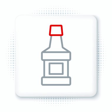 Çizgi viski şişesi simgesi beyaz arkaplanda izole edilmiş. Renkli taslak konsepti. Vektör