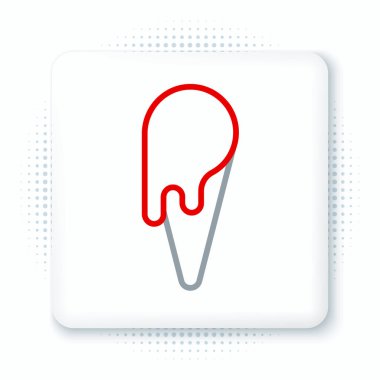 Beyaz arka planda izole edilmiş Waffle külahlı çizgi dondurma. Güzel sembol. Renkli taslak konsepti. Vektör